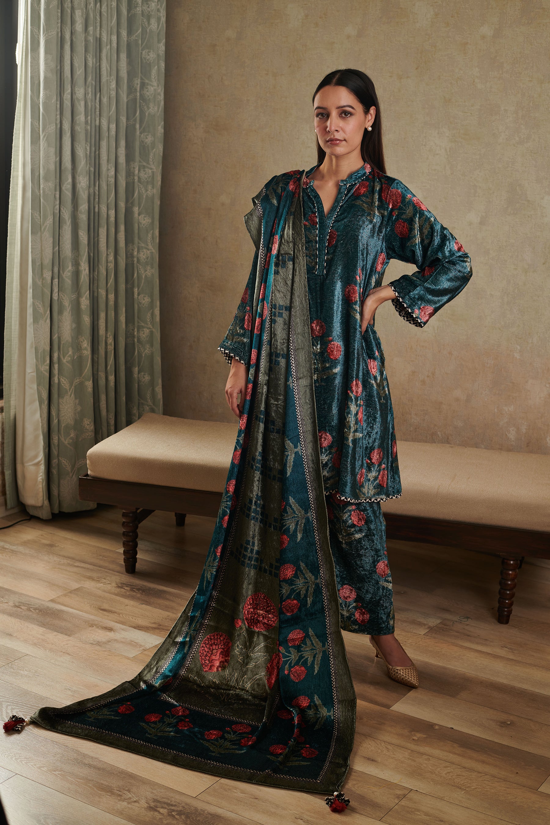 Premium Designer Pure Viscose Velvet Top–Bottom & Dupatta Set